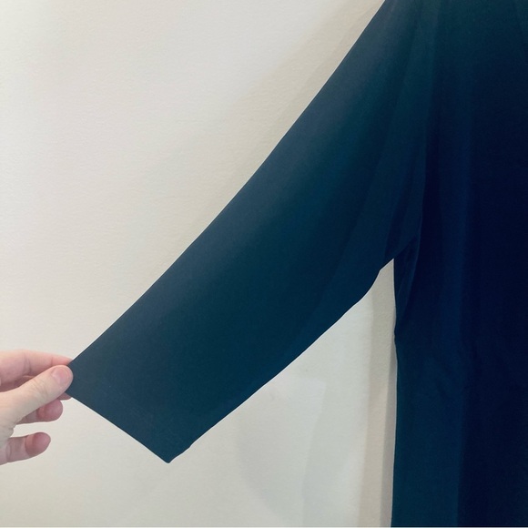 SYMPLI Sz 18 Deep V-Neck Asymmetrical  Hemline Slouchy Pocket 3/4 Sleeve Tunic - Picture 3 of 6